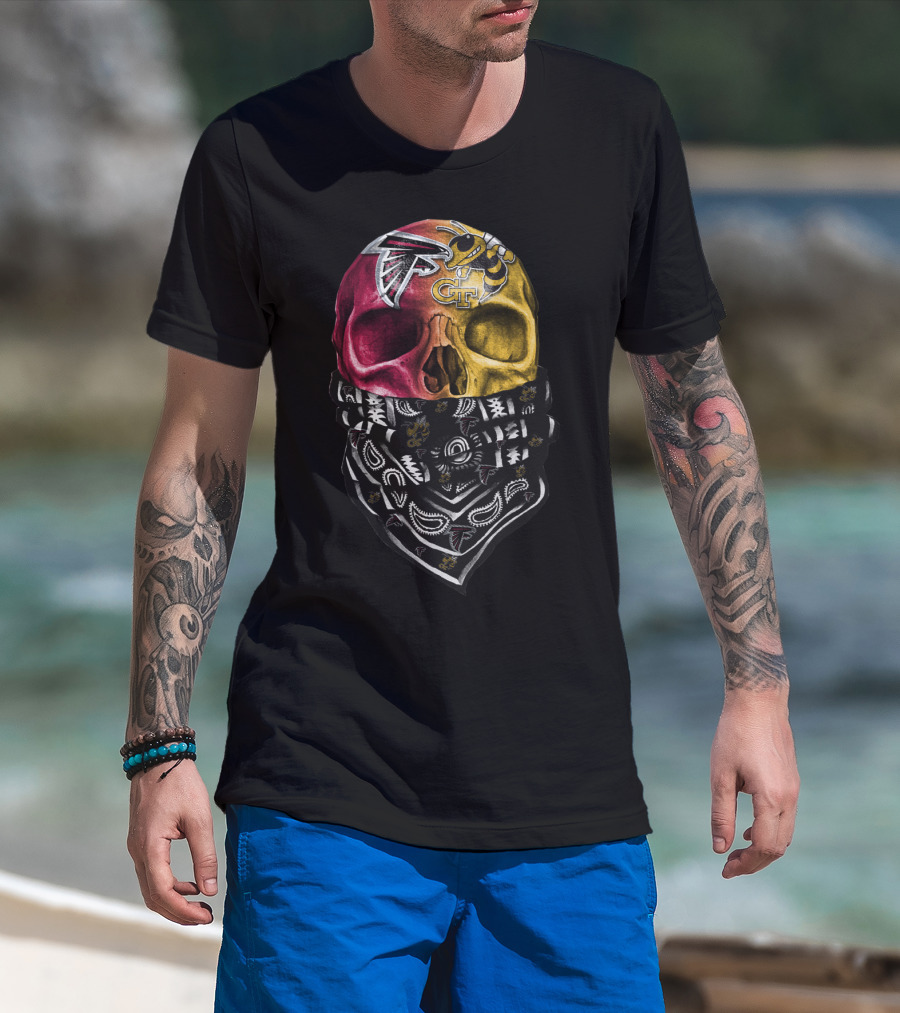 Atlanta Falcons Georgia Tech Yellow Jackets Skull Bandana T-Shirt