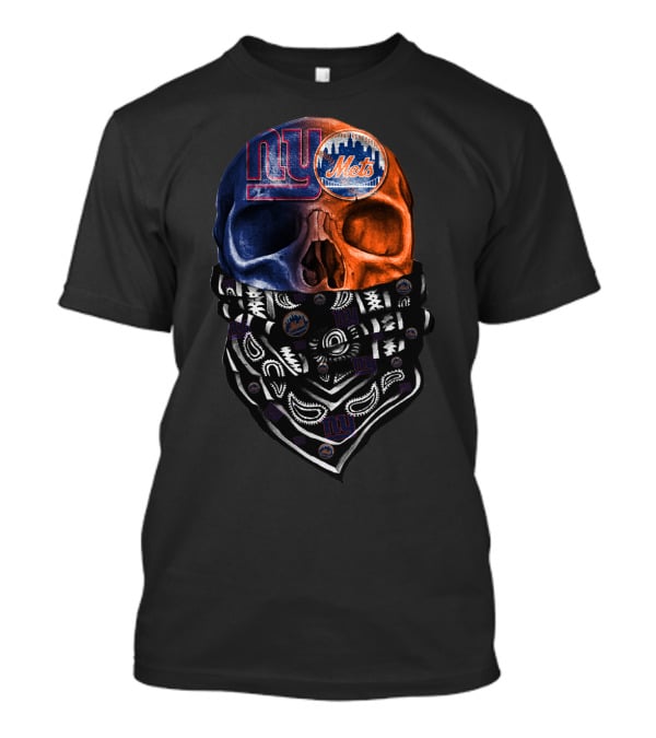 Ny Giants Mets Skull Bandana T-Shirt