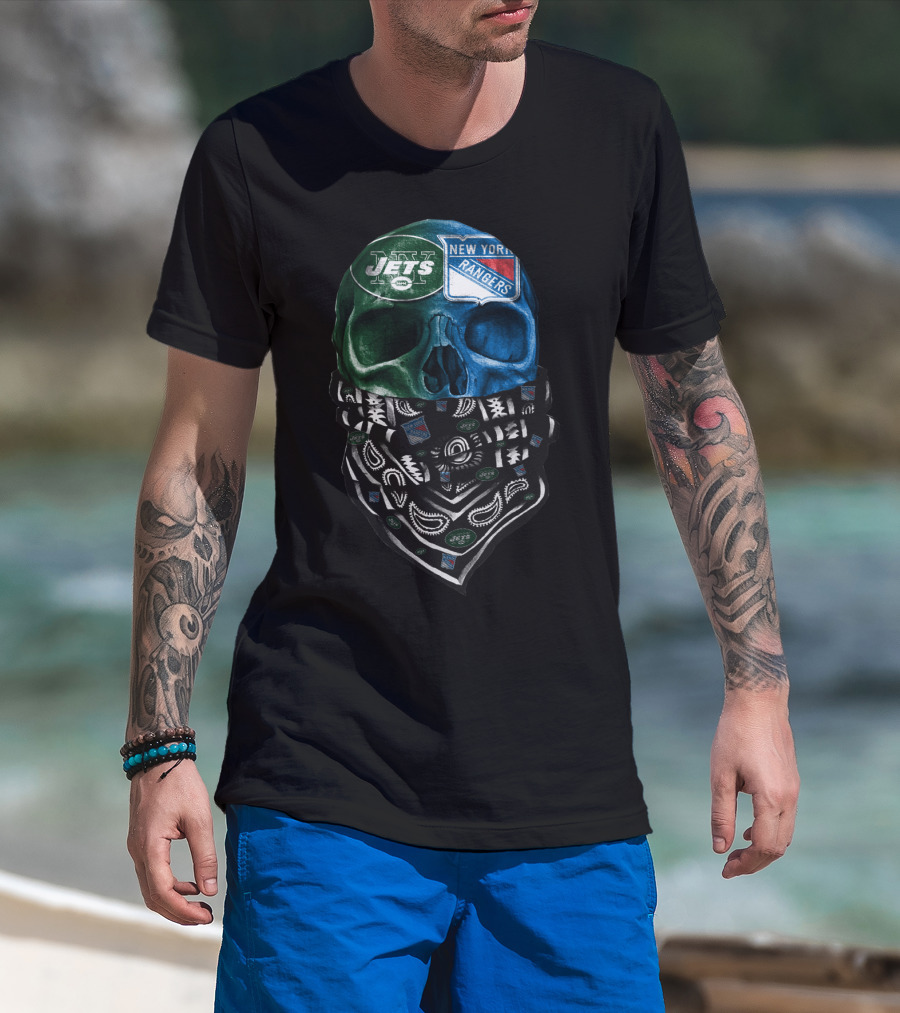 New York Jets Rangers Skull Bandana Sku 070 T-Shirt