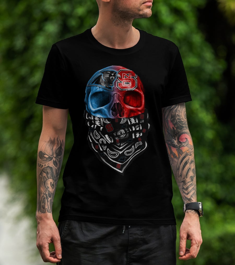 Carolina Panthers Nc State Wolfpack Skull Bandana T-Shirt
