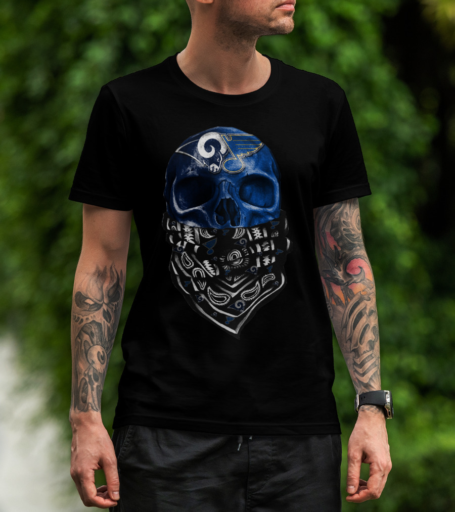 St. Louis Blues Skull Bandana T-Shirt