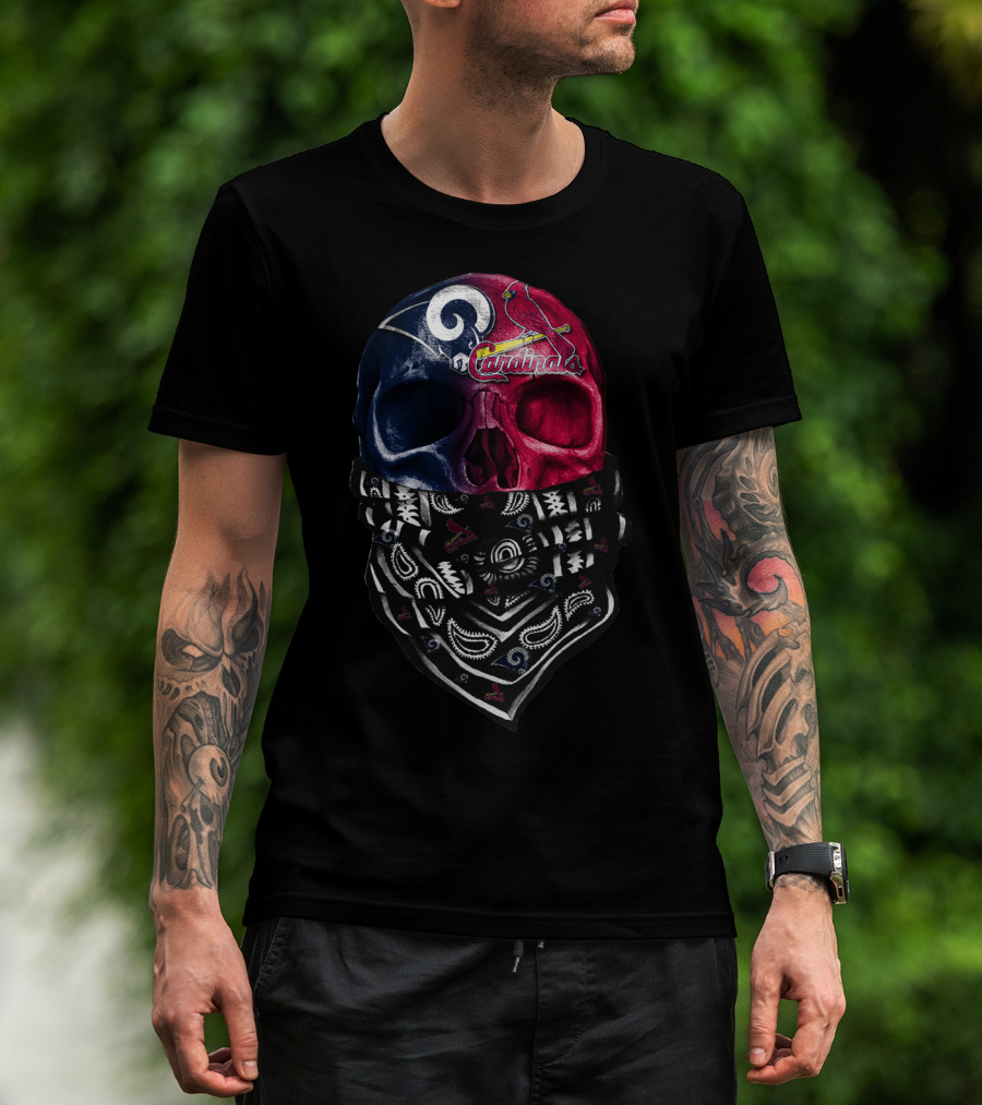 Rams Cardinals Skull Bandana T-Shirt