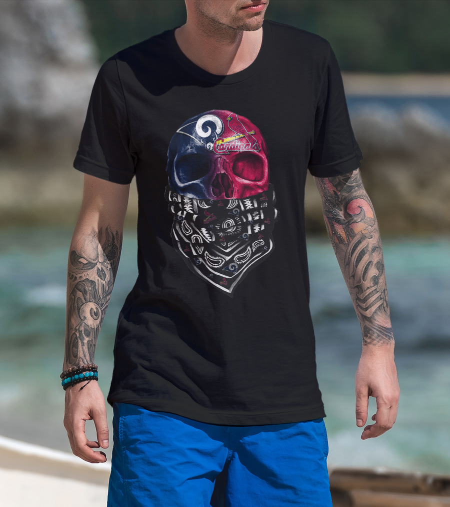 Rams Cardinals Skull Bandana T-Shirt