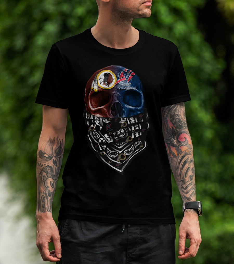 Washington Redskins Wizards Skull Bandana Sku T-Shirt