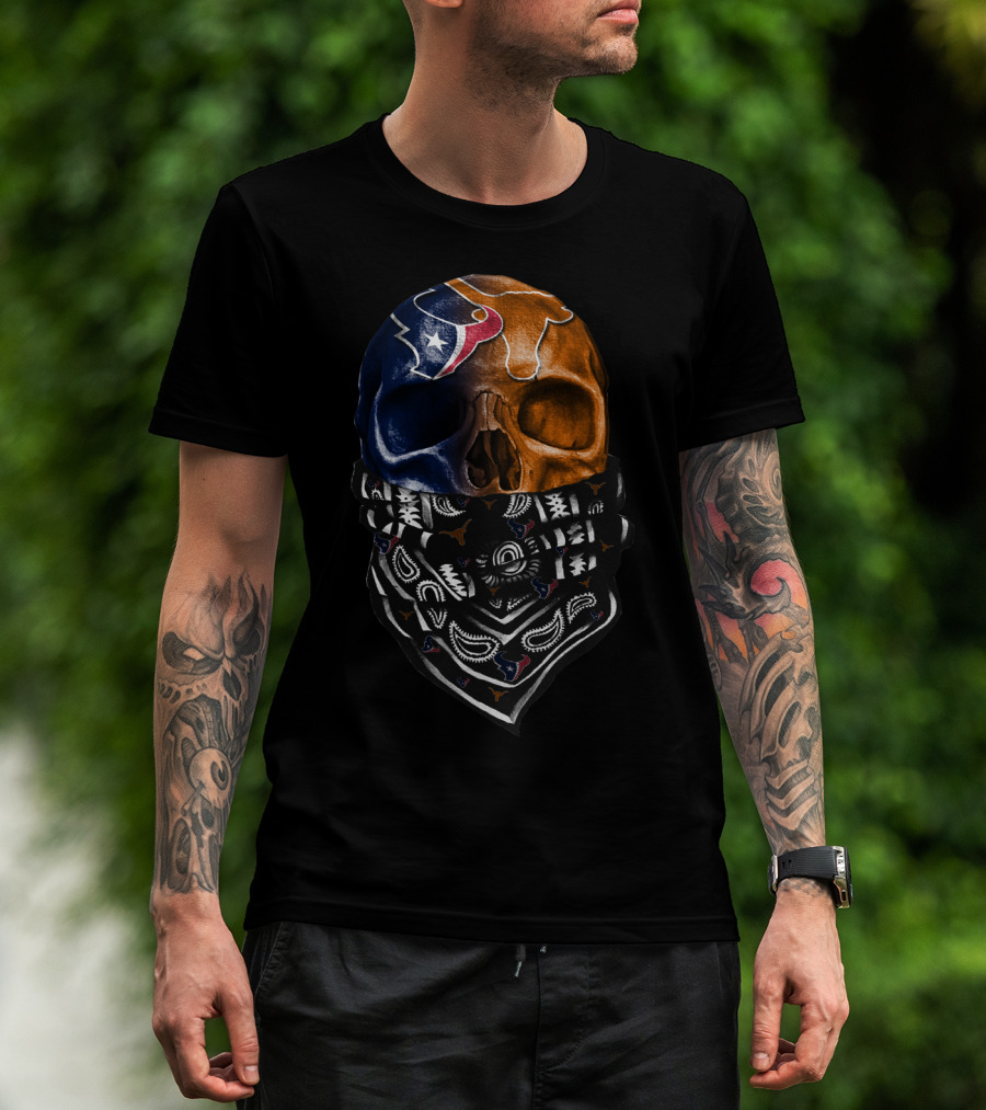 Texas Football Skull With Bandana T-Shirt