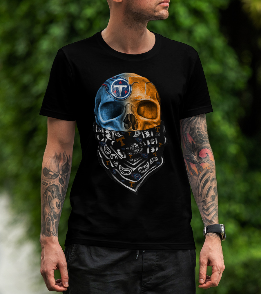 Tennessee Titans Volunteers Skull Crossbones Bandana T-Shirt