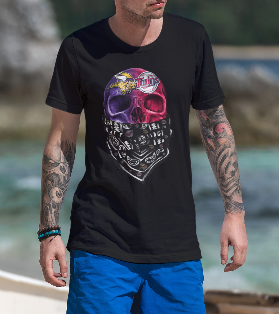 Vikings Twins Skull Bandana Sku 135 T-Shirt