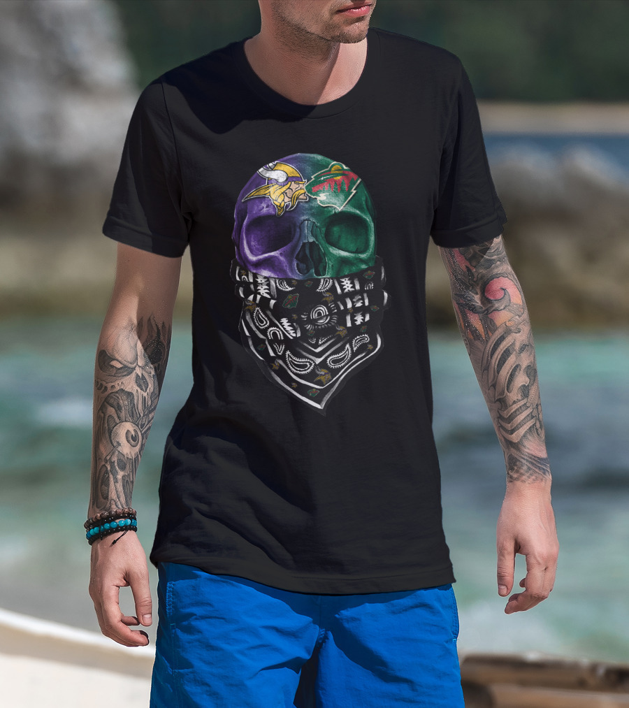 Minnesota Vikings Wild Skull Bandana T-Shirt