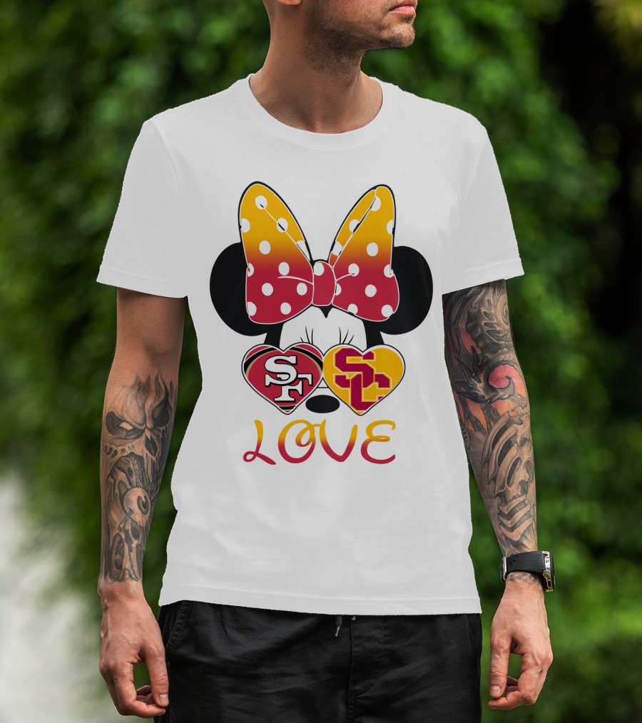 Sf Sc Love Minnie Mouse Bow And Hearts T-Shirt