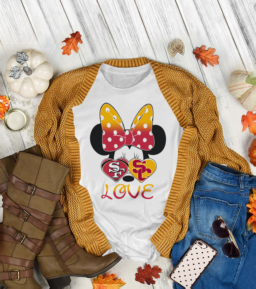 Sf Sc Love Minnie Mouse Bow And Hearts T-Shirt