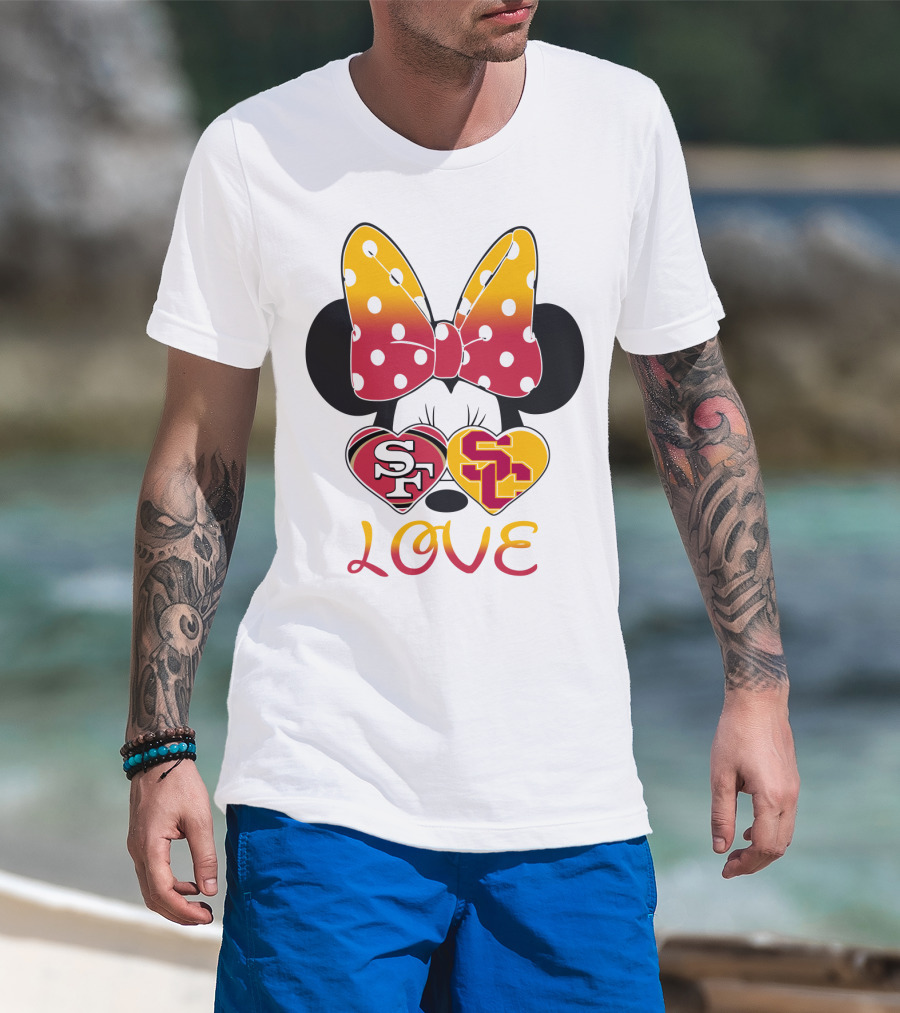 Sf Sc Love Minnie Mouse Bow And Hearts T-Shirt