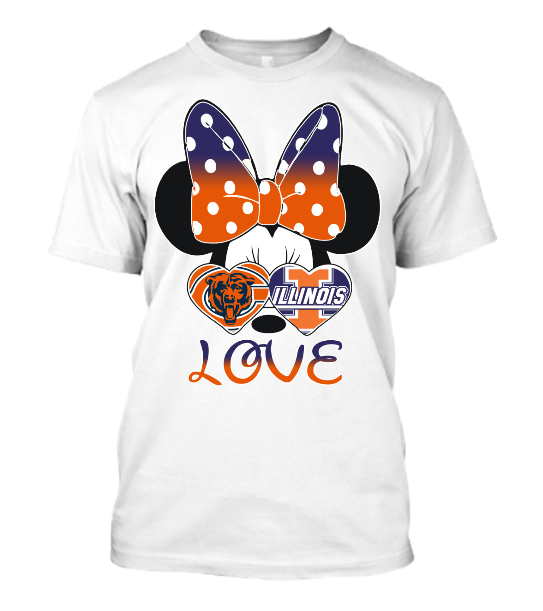 Minnie Bow Chicago Bears Illinois Fighting Illini Love T-Shirt