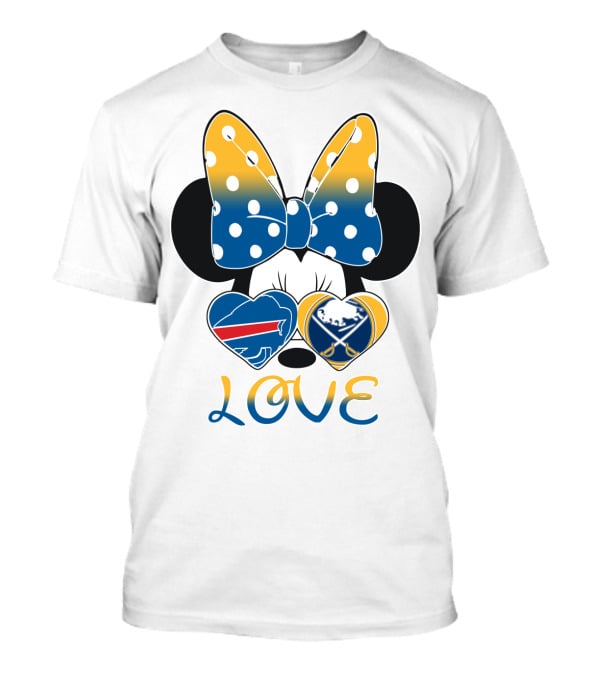 Love Mickey Bow Buffalo Sabres Bills Heart T-Shirt