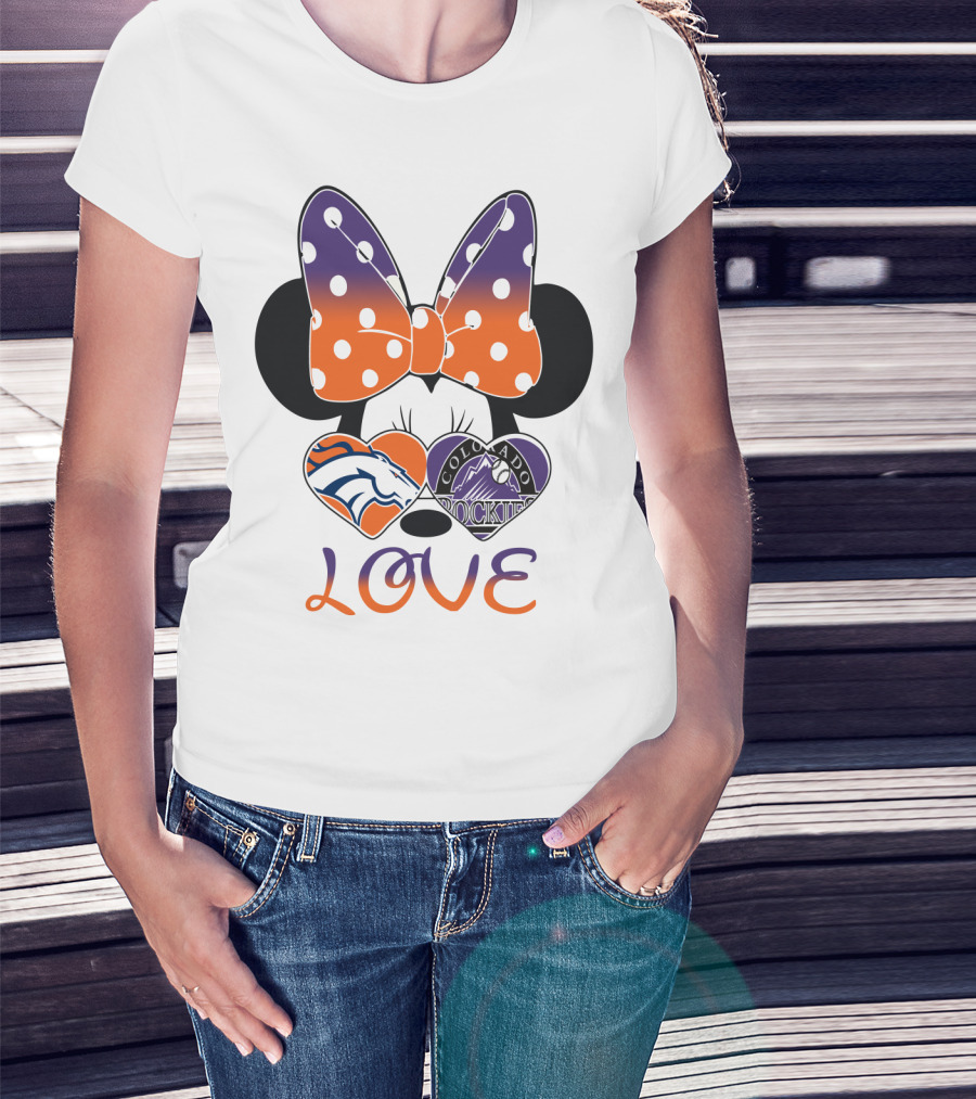 Minnie Mouse Colorado Rockies Denver Broncos Love T-Shirt
