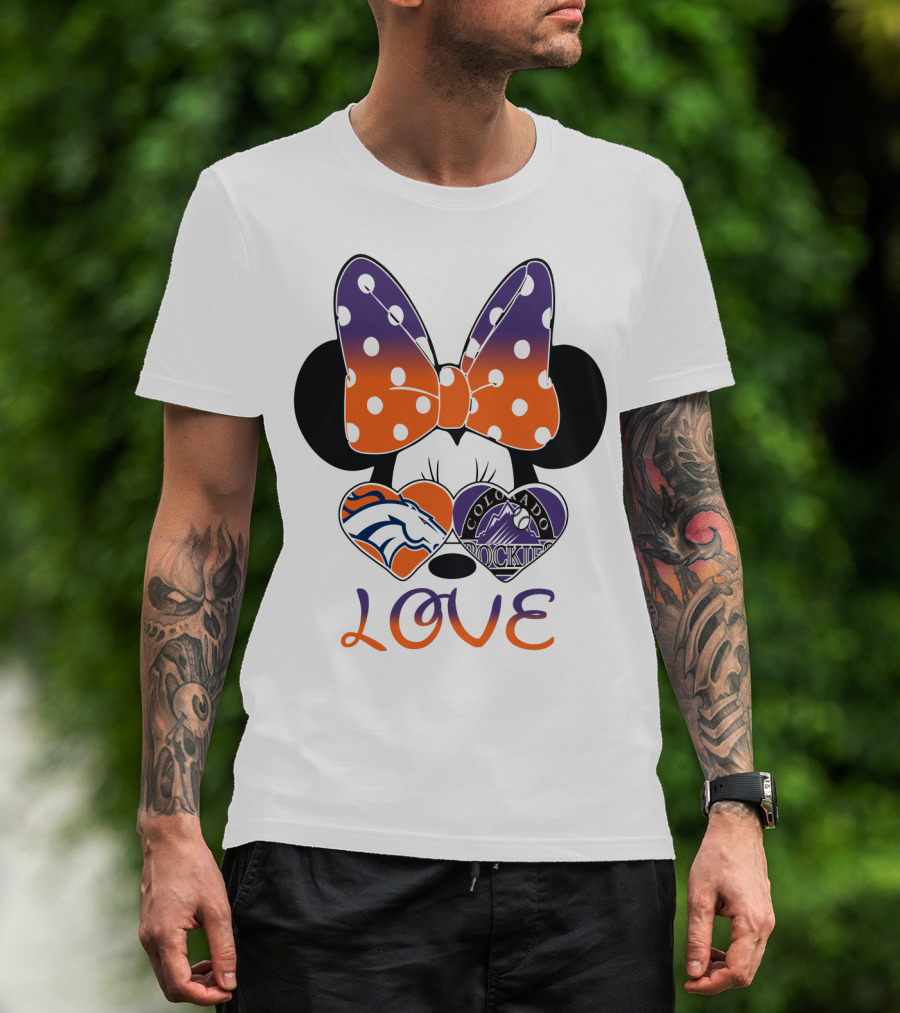 Minnie Mouse Colorado Rockies Denver Broncos Love T-Shirt