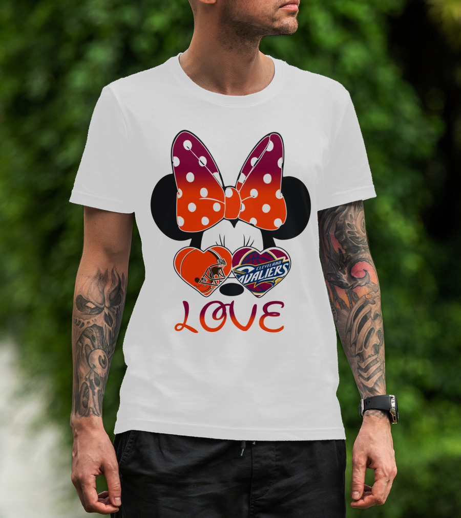 Love Cleveland Browns Cavaliers Minnie Bow T-Shirt