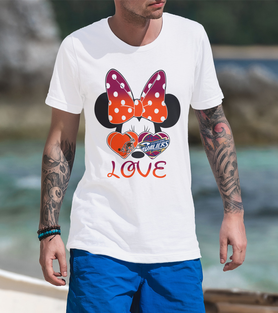 Love Cleveland Browns Cavaliers Minnie Bow T-Shirt