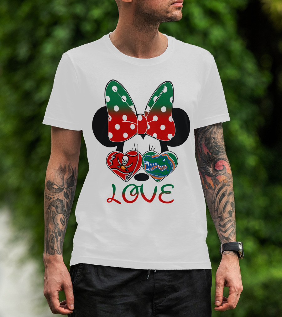Minnie Love Tampa Bay Buccaneers Florida Gators Holiday Bow T-Shirt