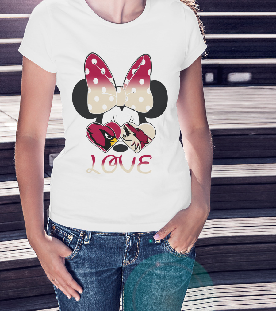 Mic 028 Minnie Bow Cardinals Coyotes Love T-Shirt