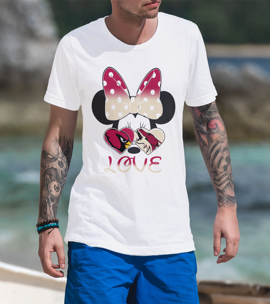 Mic 028 Minnie Bow Cardinals Coyotes Love T-Shirt