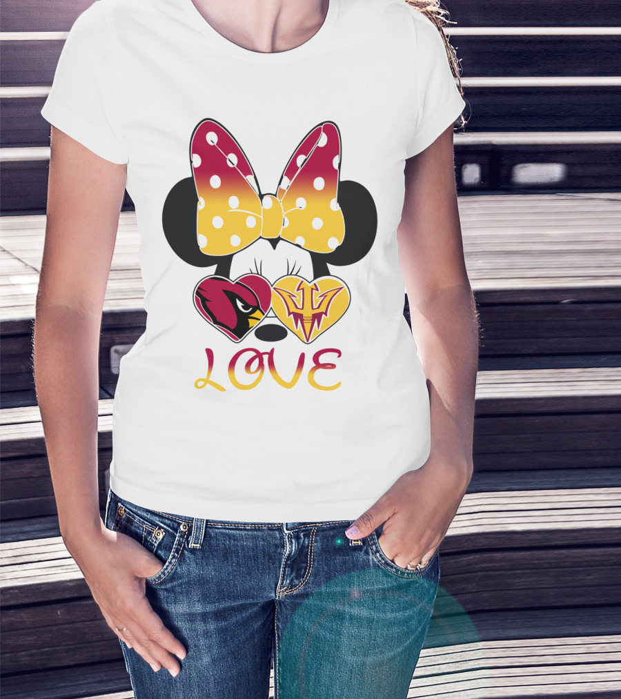 Love Minnie Arizona Cardinals Asu Sun Devils Hearts T-Shirt