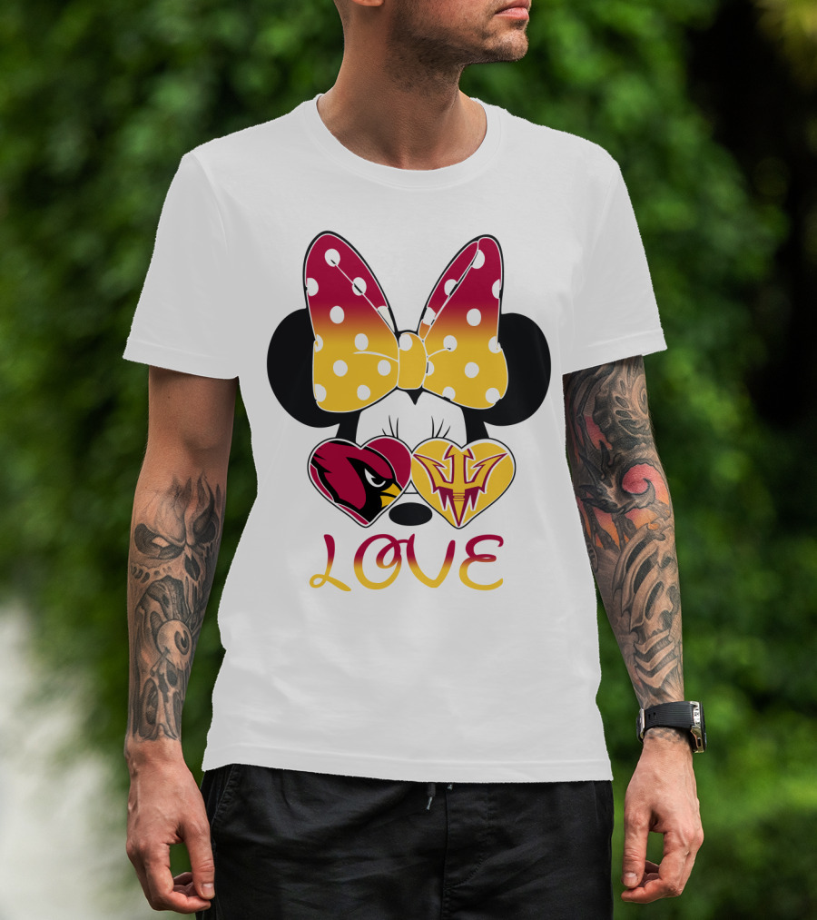 Love Minnie Arizona Cardinals Asu Sun Devils Hearts T-Shirt