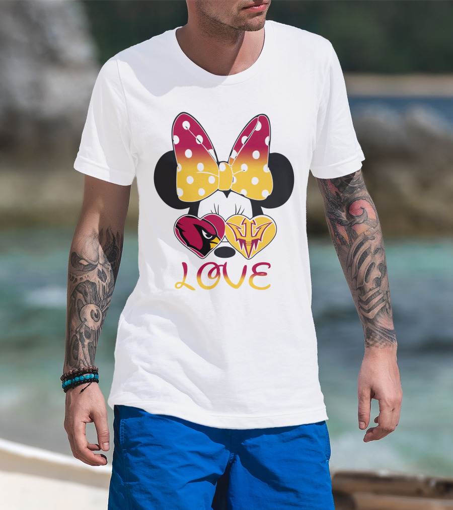 Love Minnie Arizona Cardinals Asu Sun Devils Hearts T-Shirt