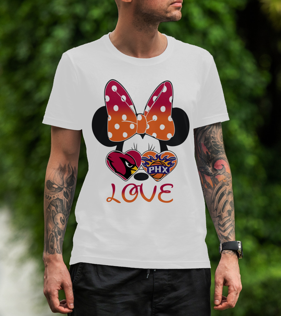 Love Mickey Mouse Minnie Bow Arizona Cardinals Phoenix Suns T-Shirt