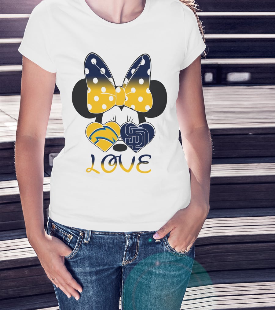 Love San Diego Chargers Padres Bow Minnie T-Shirt