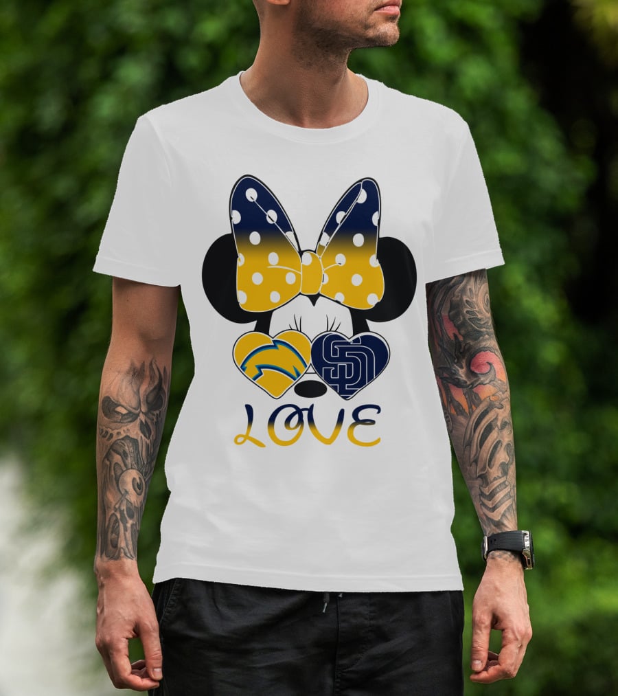 Love San Diego Chargers Padres Bow Minnie T-Shirt