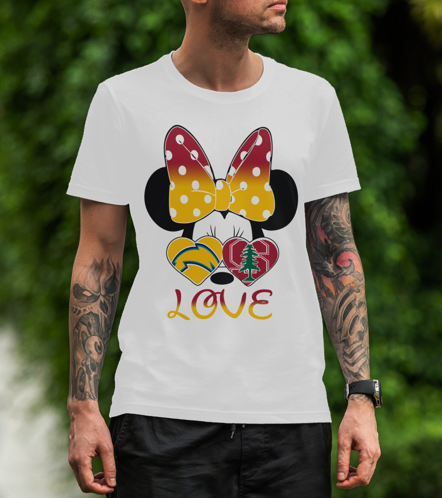 Minnie Mouse Love Heart Chargers Stanford Tree T-Shirt