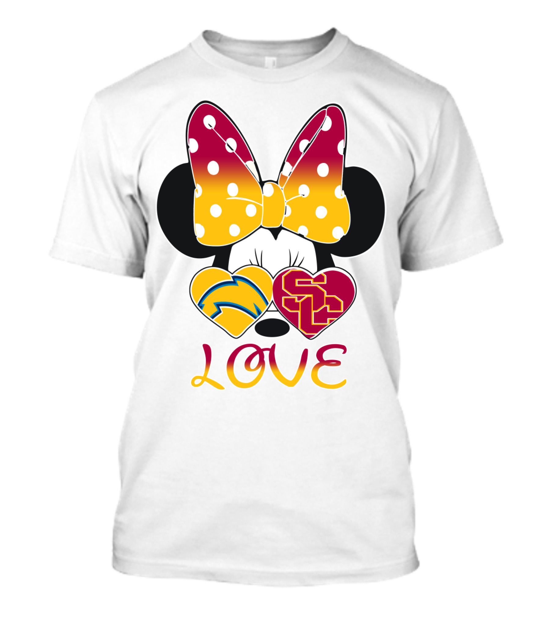 Love Minnie Chargers Usc Heart T-Shirt