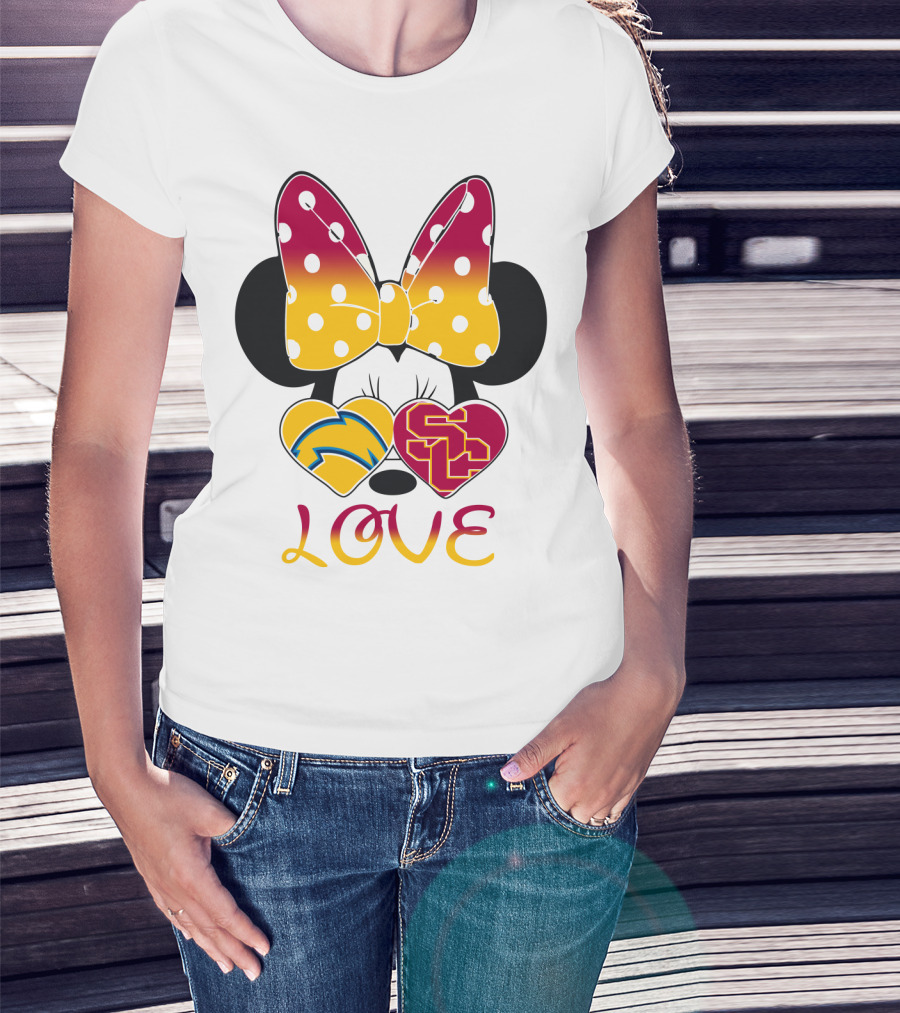 Love Minnie Chargers Usc Heart T-Shirt