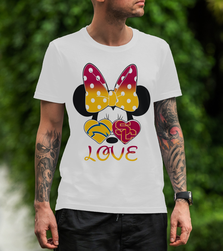 Love Minnie Chargers Usc Heart T-Shirt