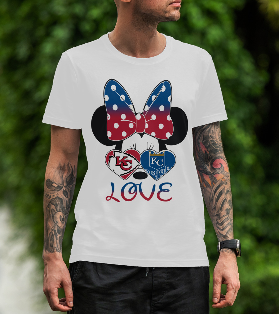 Love Minnie Mouse Kc Chiefs Royals Disney Kansas City T-Shirt