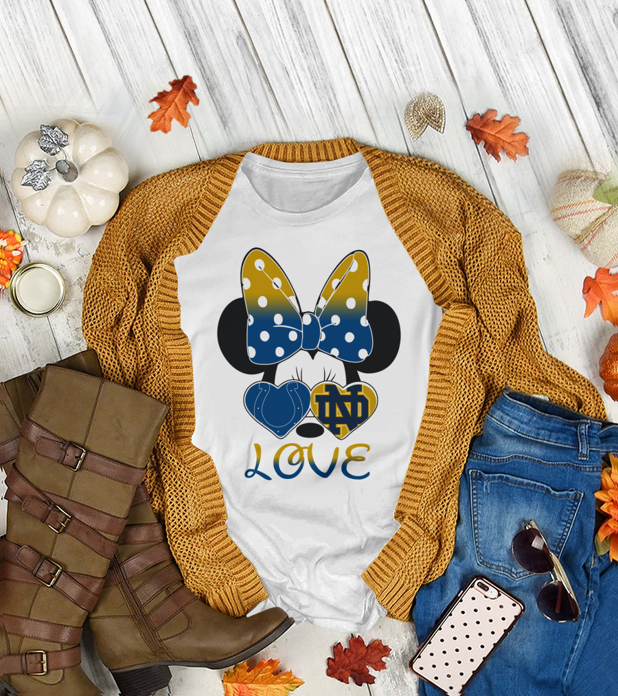Love Notre Dame Polka Dot Bow Hearts T-Shirt