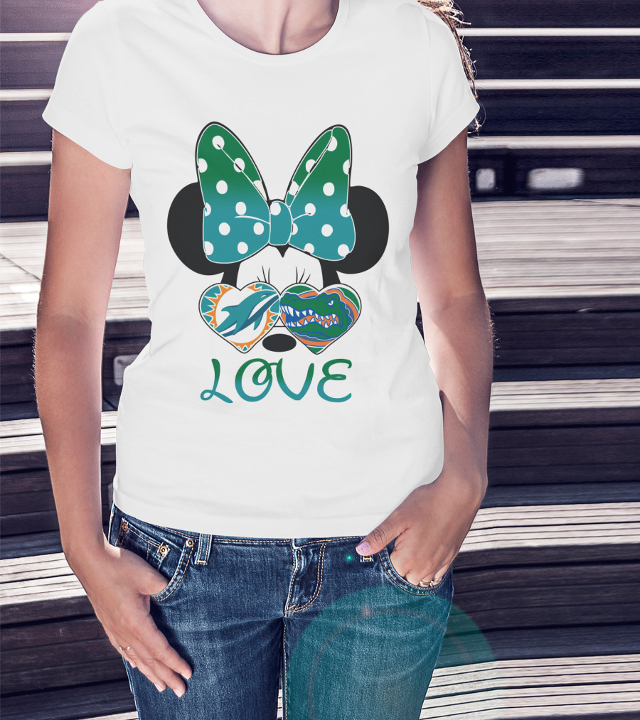 Love Mickey Gator Dolphin Hearts T-Shirt