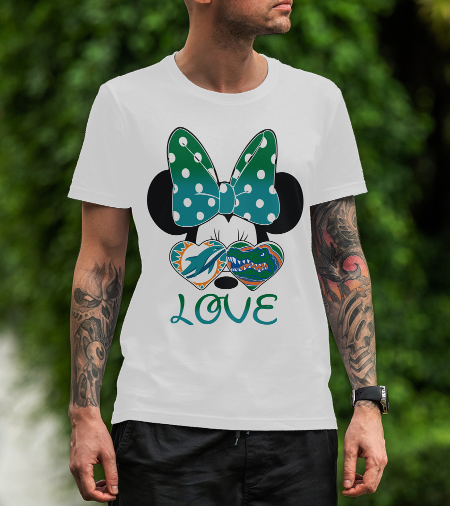 Love Mickey Gator Dolphin Hearts T-Shirt