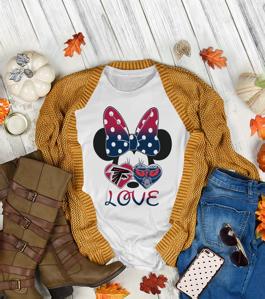 Mic 060 Minnie Mouse Love Atlanta Falcons Hawks Hearts T-Shirt