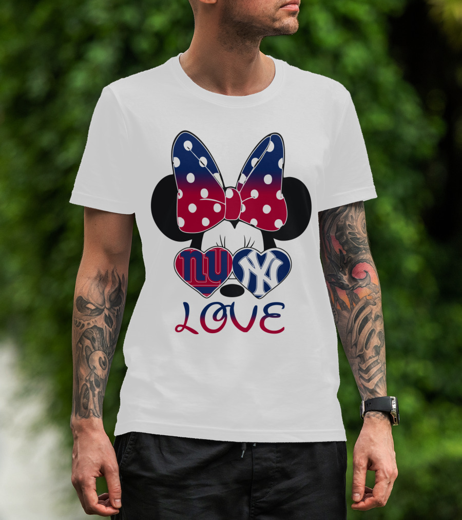 Mic 066 Minnie Bow Giants Yankees Love T-Shirt