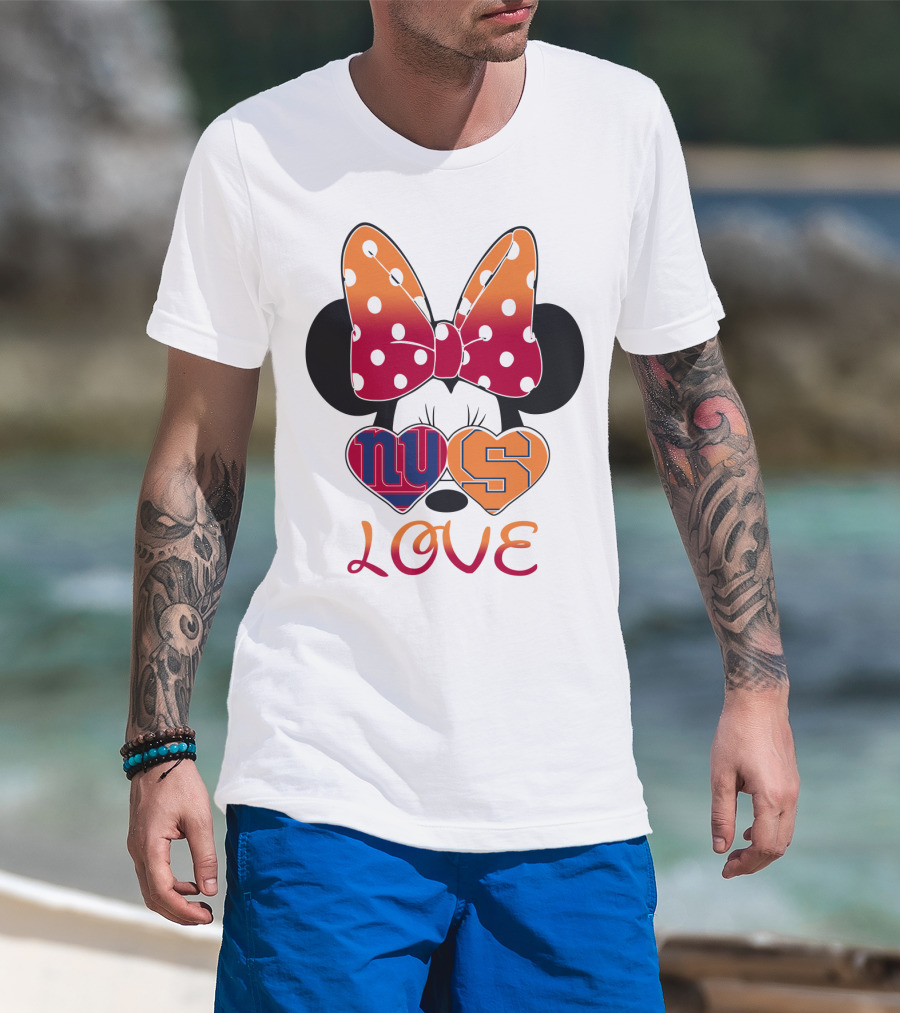 Ny Giants Syracuse Love Minnie Mouse Bow Hearts T-Shirt