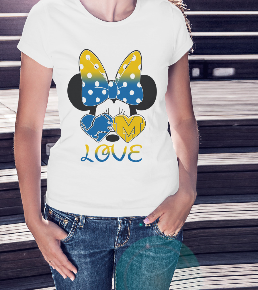 Minnie Bow Lions Michigan Love T-Shirt