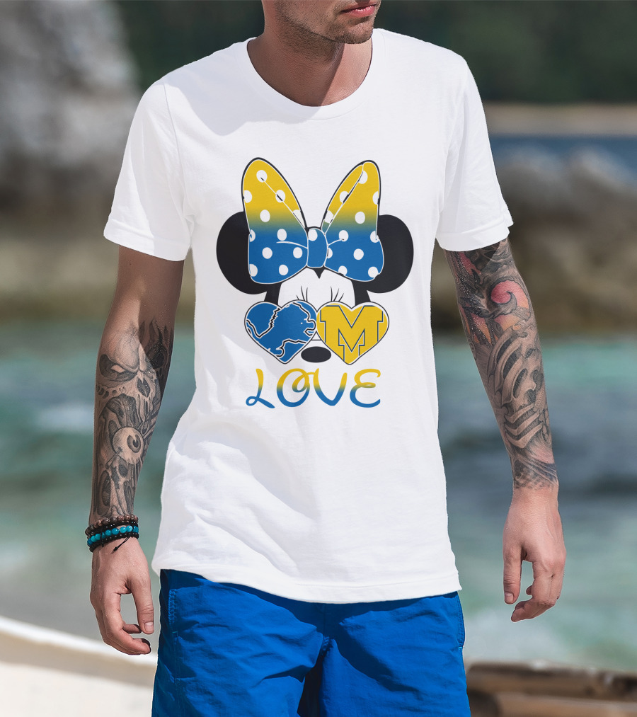 Minnie Bow Lions Michigan Love T-Shirt