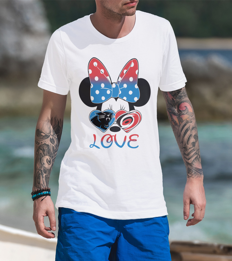 Love Carolina Panthers Hurricanes Minnie Bow T-Shirt