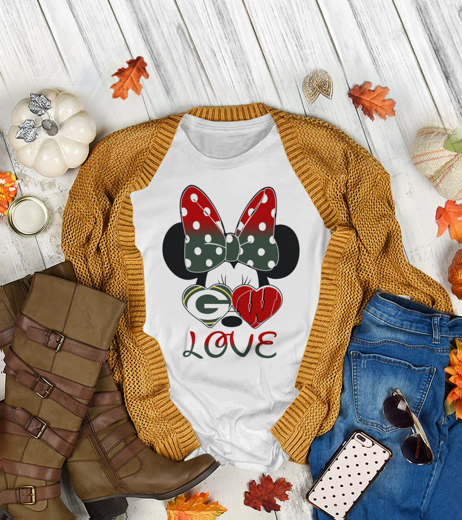 Minnie Mouse Packers Badgers Love T-Shirt