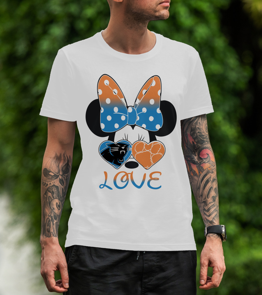 Minnie Mouse Bow Love Panthers Clemson Mix T-Shirt