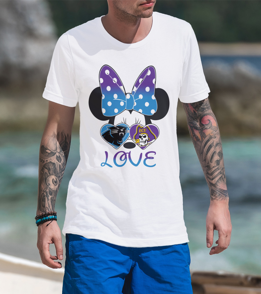 Love Panthers Ecu Pirates Minnie Bow T-Shirt