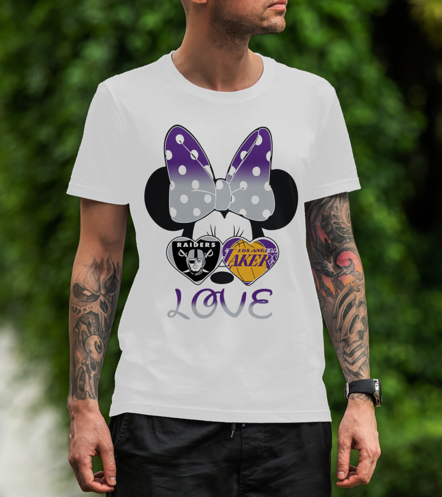 Los Angeles Lakers Raiders Love Minnie Bow T-Shirt