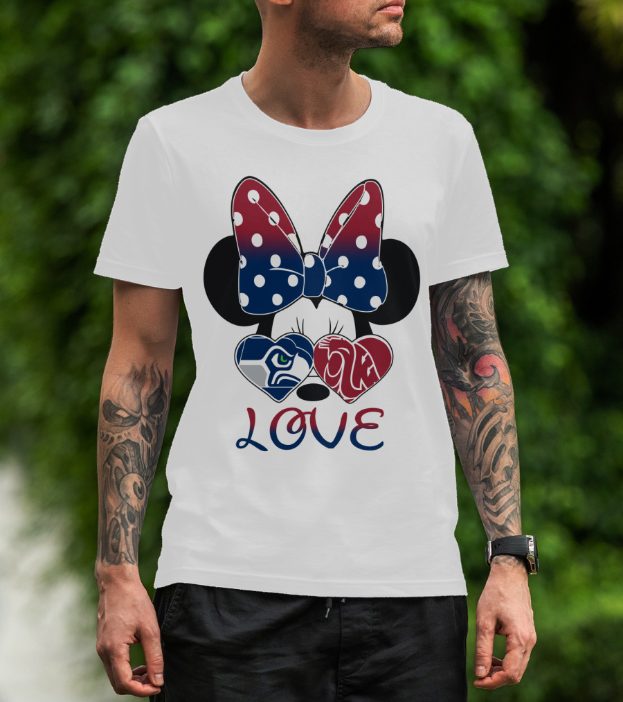 Minnie Bow Seahawks Cougars Love T-Shirt