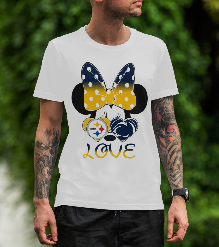 Minnie Mouse Steelers Love Bow Polka Dots T-Shirt